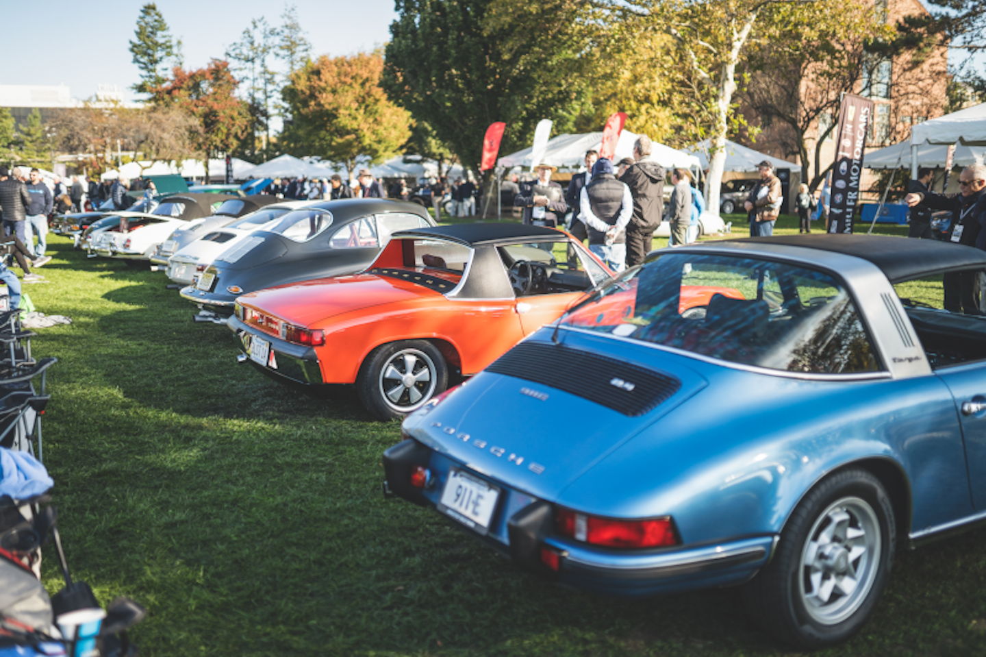 Porsche and other classic cars on display at Canada car show.